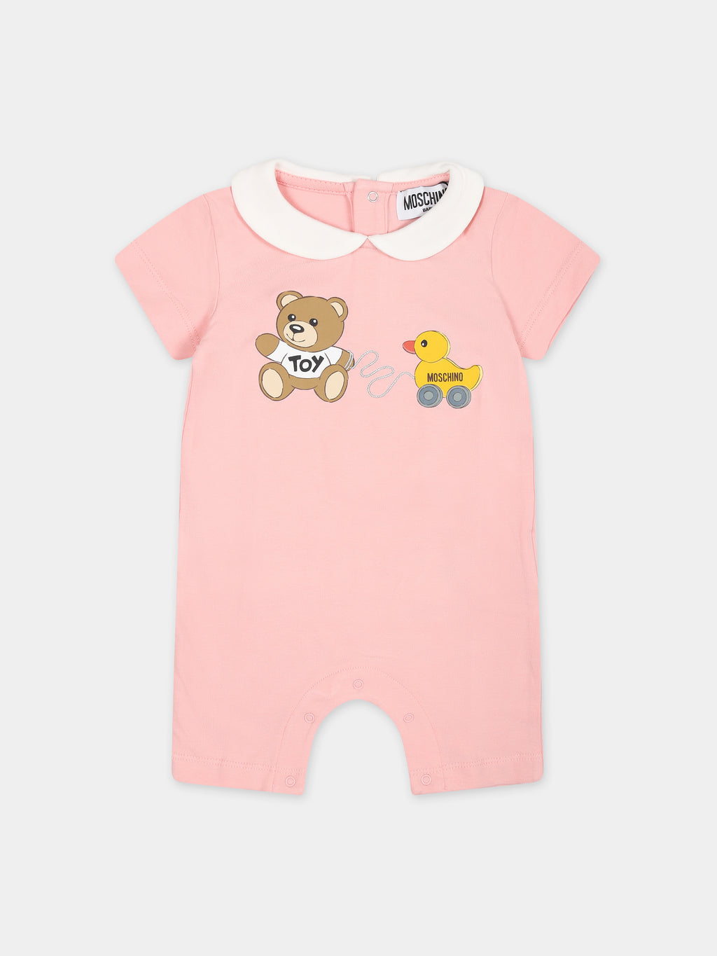 Pink bodysuit for baby girl with Teddy Bear and duck